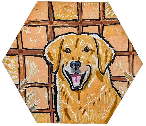 Golden Retriever Catan Art Print | Wheat Tile Dog Artwork | The Artistic Shepherd