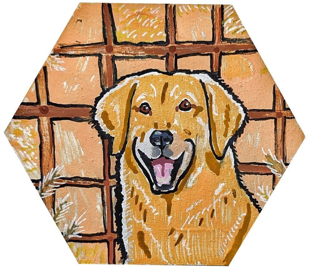 Golden Retriever Catan Art Print | Wheat Tile Dog Artwork | The Artistic Shepherd