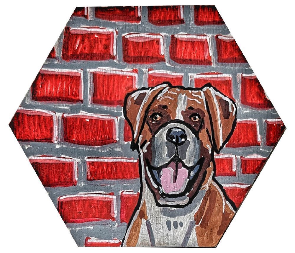 Boxer Dog Brick Wall Art Print | Strong Dog Artwork | Modern Pet Art