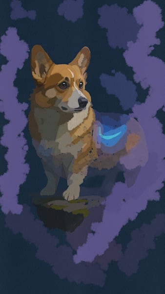 The Corgi of the Fae Mist – Fantasy Corgi Art | Digital Watercolor Print