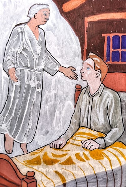 Moroni Appears to Joseph Smith | Scripture-Based Mixed Media Religious Artwork