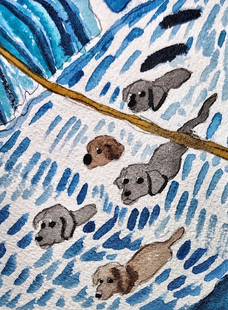 Against the Current – Labrador Retriever Watercolor Art Print