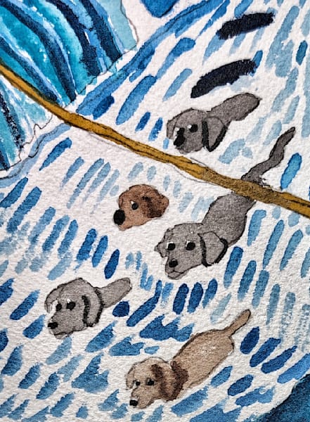 Against the Current – Labrador Retriever Watercolor Art Print