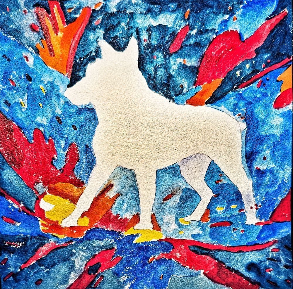 Abstract Mirror White Awakening – Watercolor Dog Art Print | Barker’s of Ruin