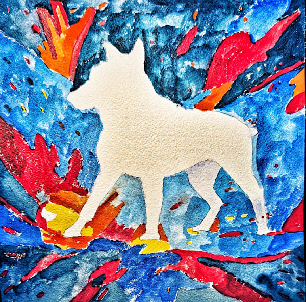 Abstract Mirror White Awakening – Watercolor Dog Art Print | Barker’s of Ruin
