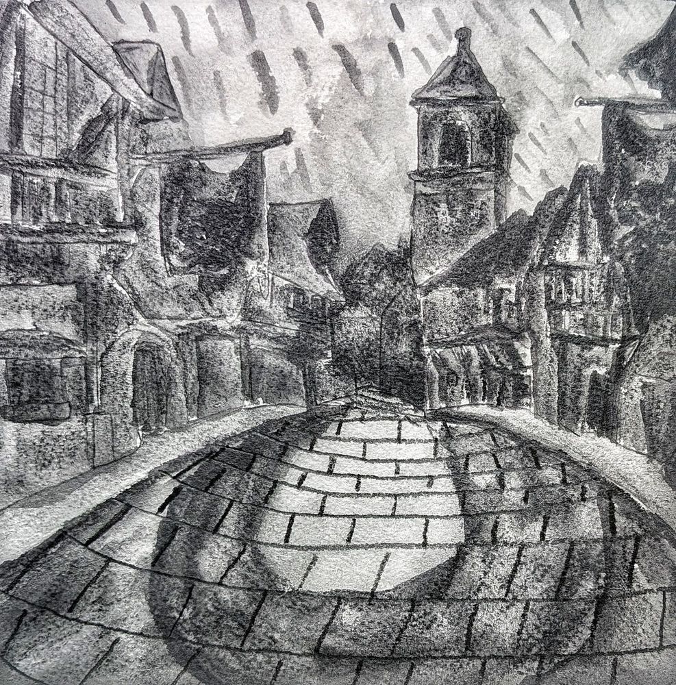 Rain Over Pawston Fantasy Town Art Print
