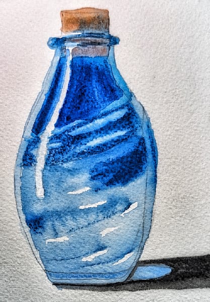Quicksilver Bluebolt Potion Art Print | Fantasy Watercolor Loot Illustration