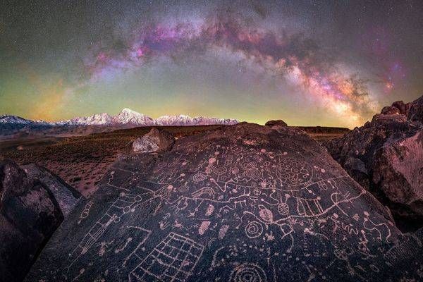 Petroglyphs Beneath the Milky Way Arch | Fine Art Astrophotography