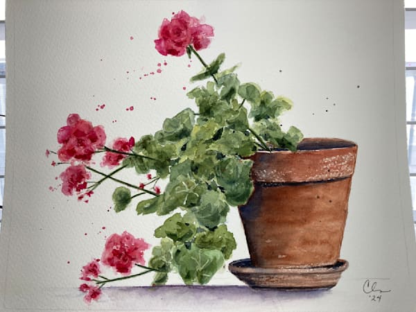 Geranium Pot Art | Paint and Water