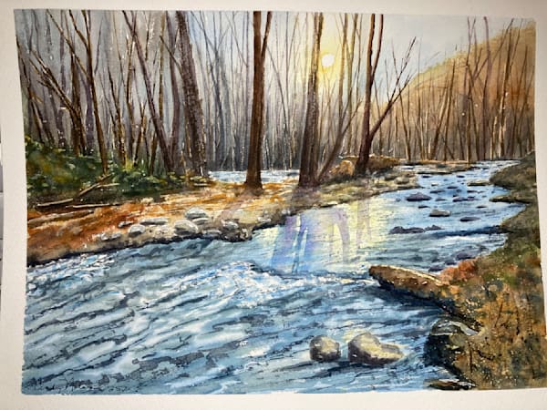 Late Sun On The Creek Art | Paint and Water