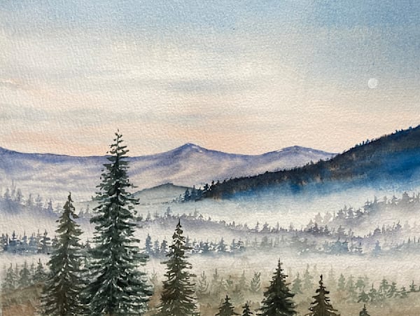 Morning Moon Art | Paint and Water