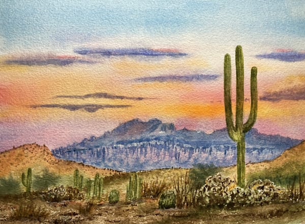 Superstition Mountains Art | Paint and Water