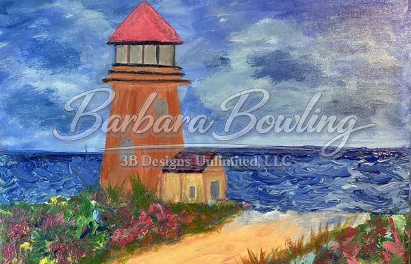 Beacon At The Edge Of Stormlight Greeting Card Art |  Barbara Bowling Art