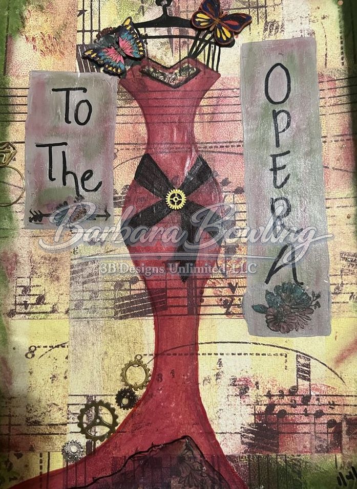 Curtain Call Couture Greeting Card – Dramatic Figurative Fine Art Print Card by Barbara Bowling | 3B Designs Unlimited