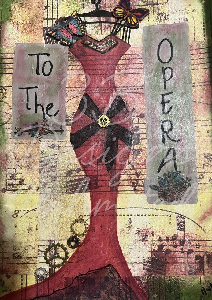 Curtain Call Couture Greeting Card – Dramatic Figurative Fine Art Print Card by Barbara Bowling | 3B Designs Unlimited