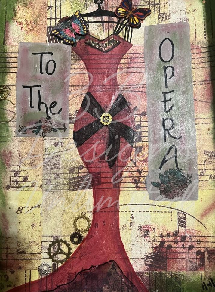 Curtain Call Couture Greeting Card – Dramatic Figurative Fine Art Print Card by Barbara Bowling | 3B Designs Unlimited