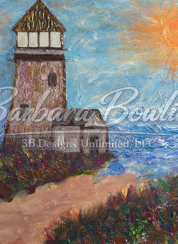 Guardian of the Wildshore Path Greeting Card – Coastal Lighthouse Fine Art Print Card by Barbara Bowling | 3B Designs Unlimited