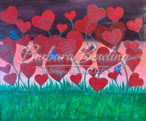 Dreamfield of Hearts Greeting Card – Abstract Heart Fine Art Print Card by Barbara Bowling | 3B Designs Unlimited