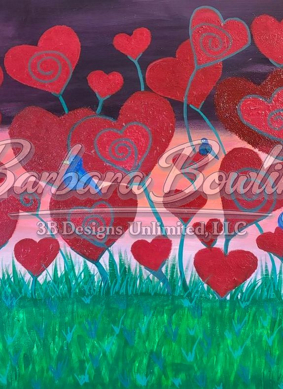 Dreamfield of Hearts Greeting Card – Abstract Heart Fine Art Print Card by Barbara Bowling | 3B Designs Unlimited