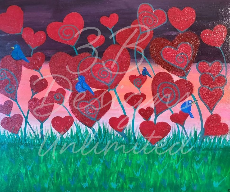 Dreamfield of Hearts Greeting Card – Abstract Heart Fine Art Print Card by Barbara Bowling | 3B Designs Unlimited