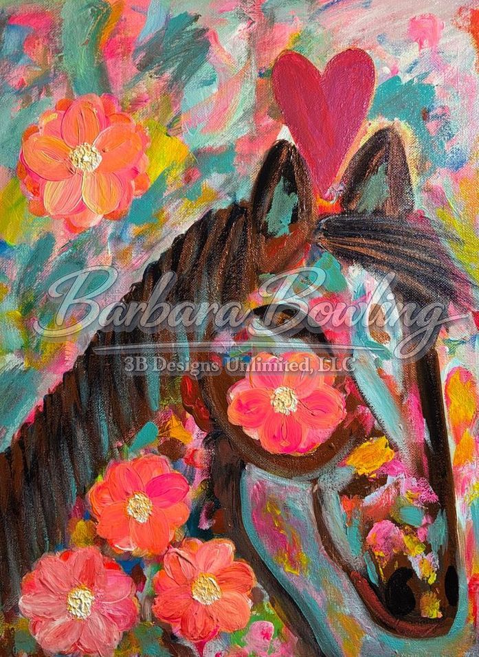 Enchanted Bloomsteed Greeting Card – Fantasy Floral Fine Art Print Card by Barbara Bowling | 3B Designs Unlimited