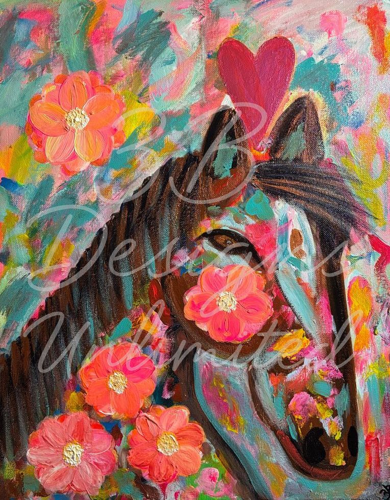 Enchanted Bloomsteed Greeting Card – Fantasy Floral Fine Art Print Card by Barbara Bowling | 3B Designs Unlimited