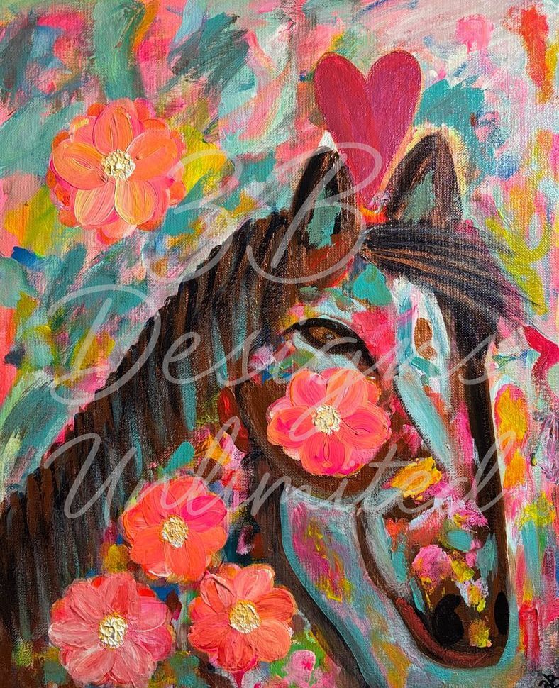 Enchanted Bloomsteed Greeting Card – Fantasy Floral Fine Art Print Card by Barbara Bowling | 3B Designs Unlimited