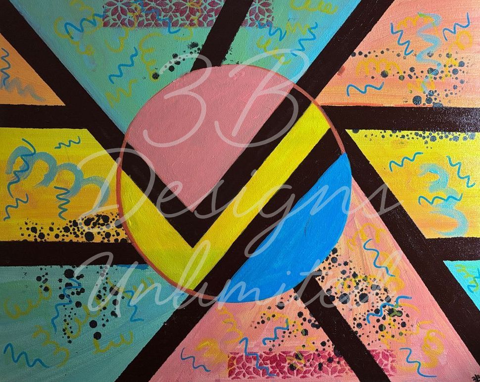 Closer Look: Inside the Circle Greeting Card – Dynamic Geometric Abstract Fine Art Print Card by Barbara Bowling | 3B Designs Unlimited
