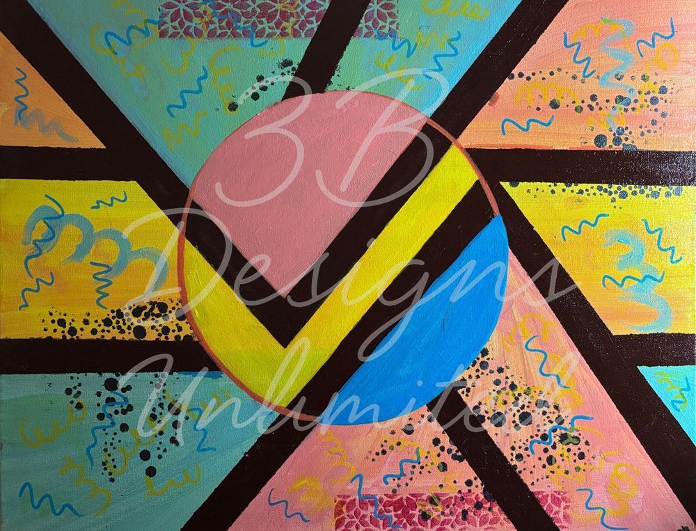 Closer Look: Inside the Circle Greeting Card – Dynamic Geometric Abstract Fine Art Print Card by Barbara Bowling | 3B Designs Unlimited