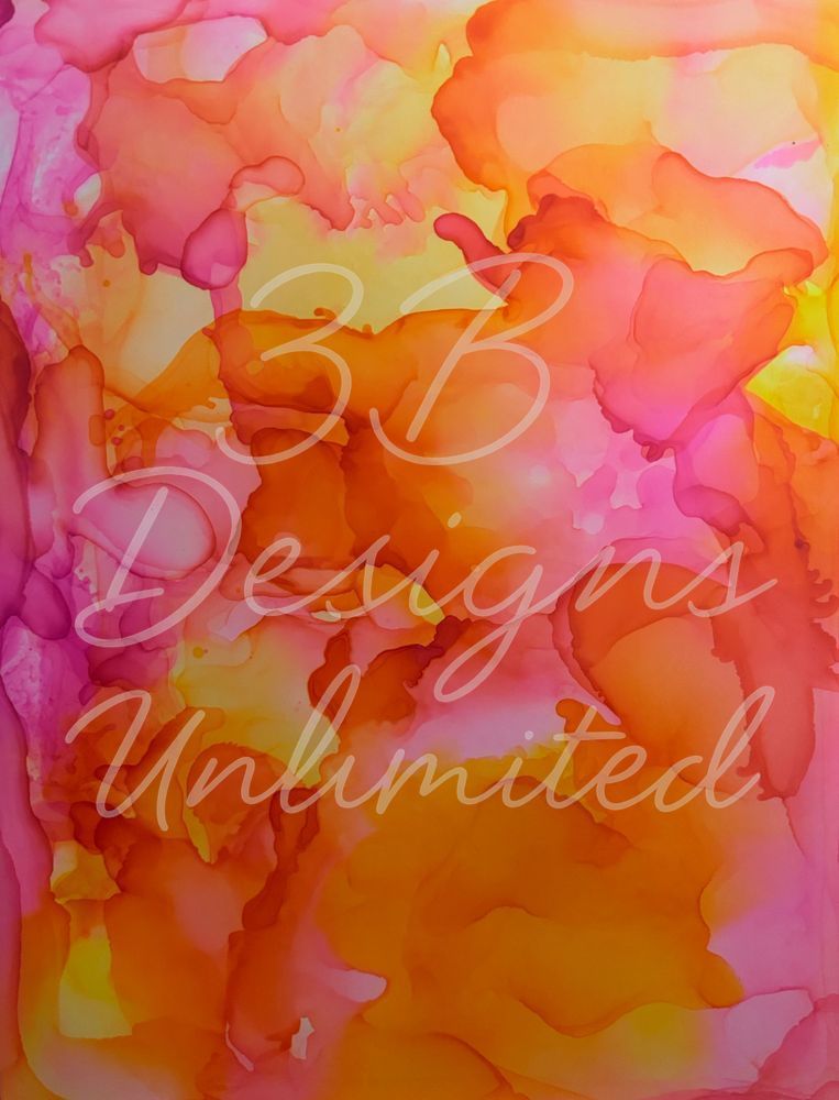 Heart of the Molten Sky – Fiery Celestial Alcohol Ink Fine Art Print | Abstract Orange & Pink Artwork by Artist Barbara Bowling | 3B Designs Unlimited