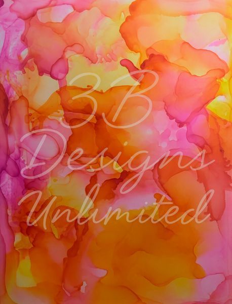 Heart of the Molten Sky – Fiery Celestial Alcohol Ink Fine Art Print | Abstract Orange & Pink Artwork by Artist Barbara Bowling | 3B Designs Unlimited