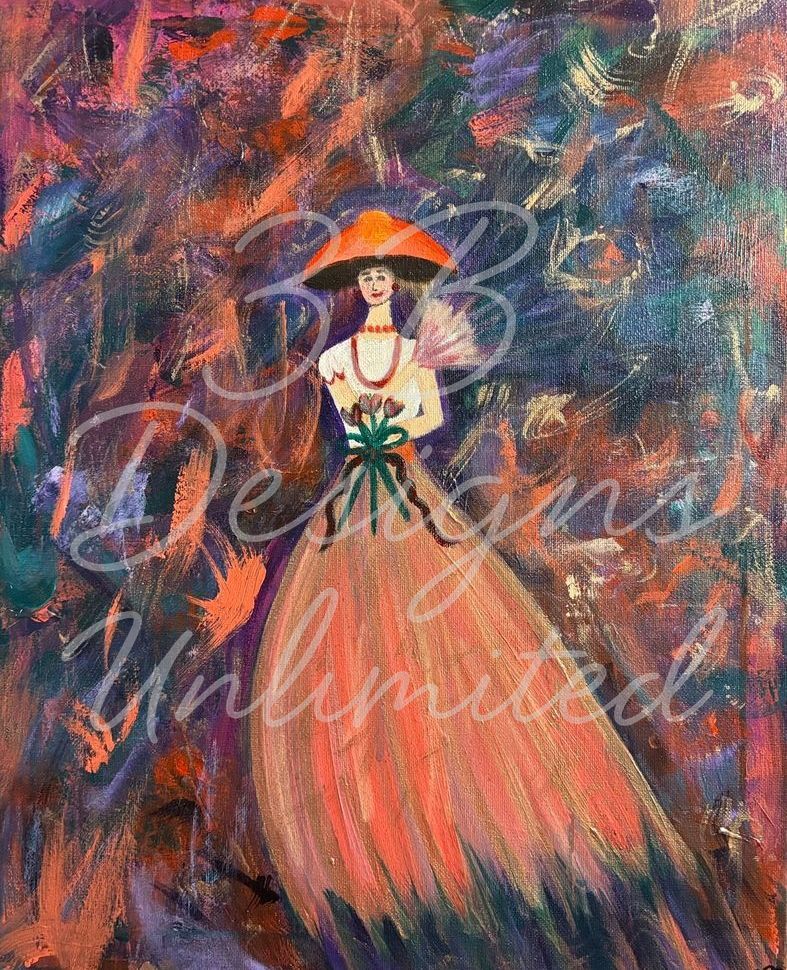 Lady in the Ember Gown Greeting Card – Fine Art Print Card by Barbara Bowling | 3B Designs Unlimited
