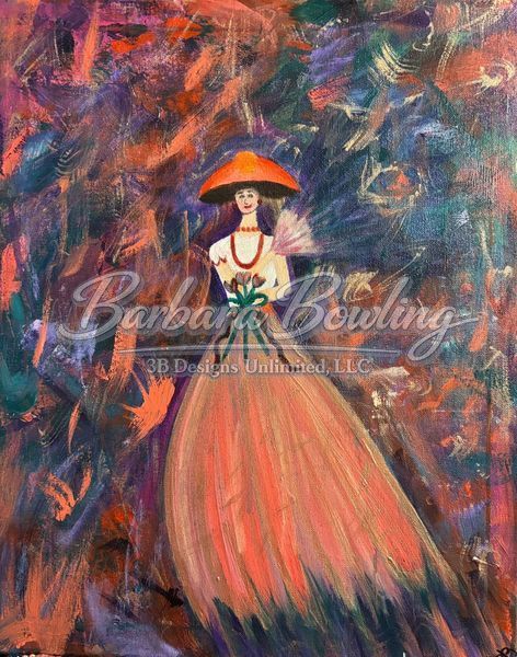 Lady in the Ember Gown Greeting Card – Fine Art Print Card by Barbara Bowling | 3B Designs Unlimited