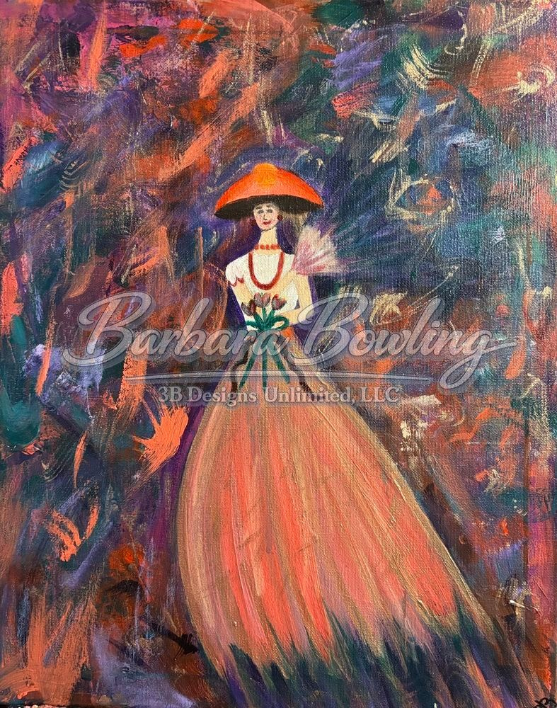 Lady In The Ember Gown Porcelain Ornament Art |  Barbara Bowling Art