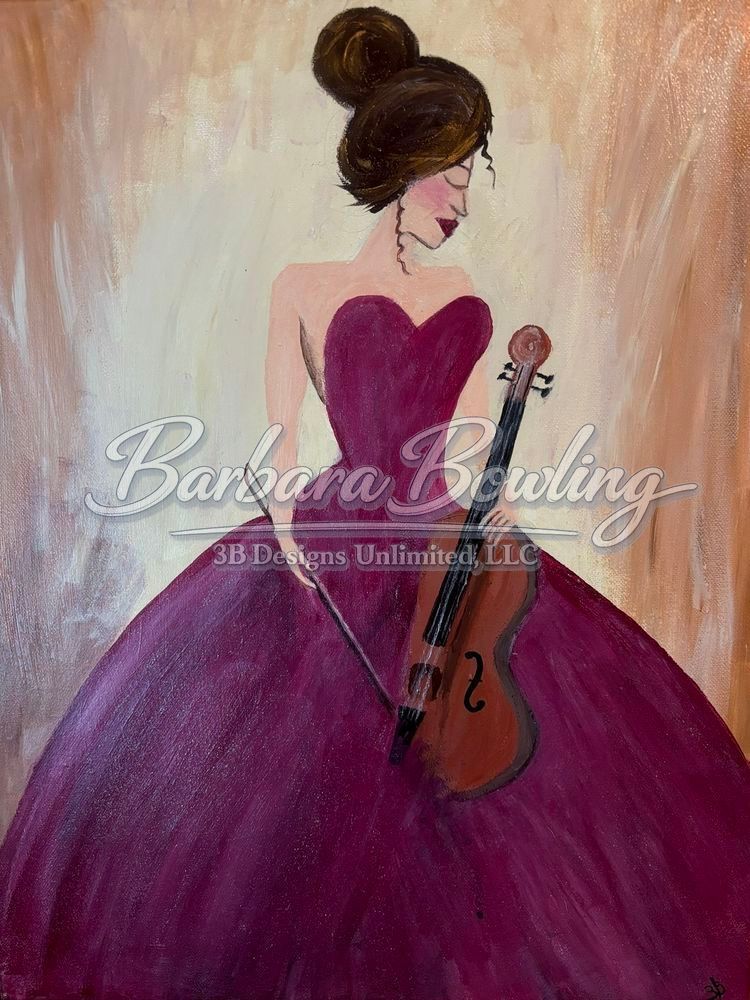 Muse In The Crimson Gown Metal Ornament Art |  Barbara Bowling Art
