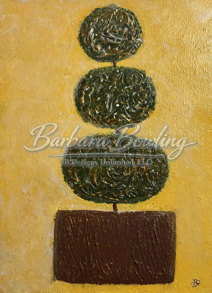 Modern Greenform 1 – Minimalist Green Topiary Abstract Painting | Contemporary Geometric Art by Barbara Bowling