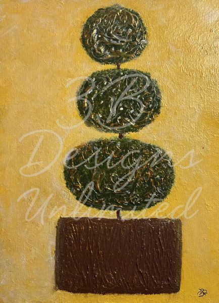 Modern Greenform 1 – Minimalist Green Topiary Abstract Painting | Contemporary Geometric Art by Barbara Bowling
