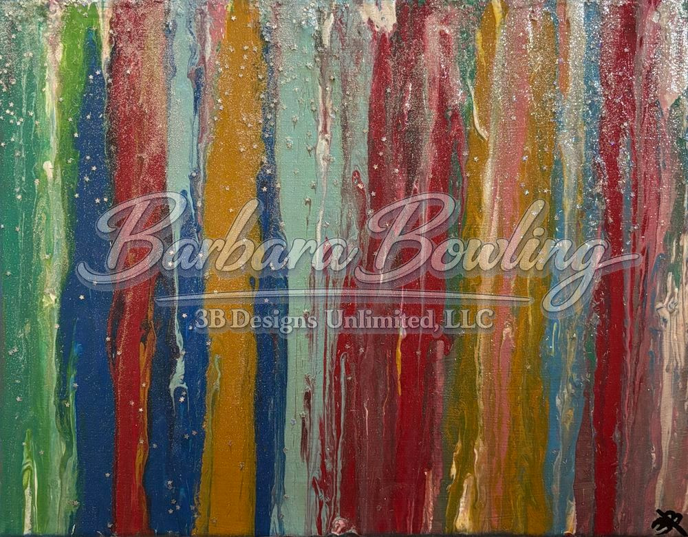 Stardust Rain | Vibrant Drip‑Style Abstract Painting
