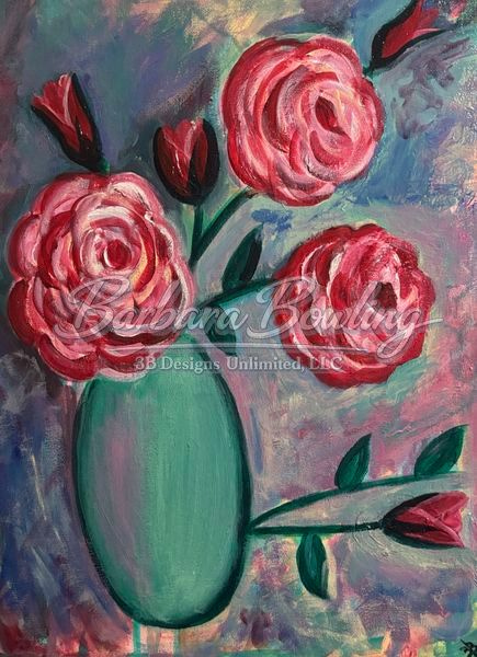 Serenade of Roses Greeting Card – Floral Fine Art Print Card by Barbara Bowling | 3B Designs Unlimited