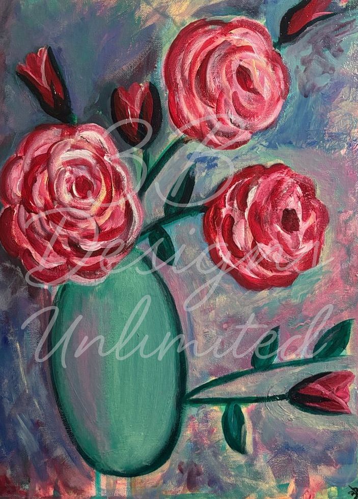 Serenade of Roses Greeting Card – Floral Fine Art Print Card by Barbara Bowling | 3B Designs Unlimited