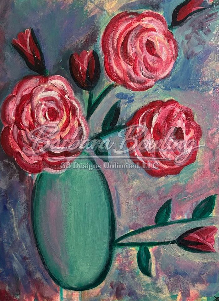Serenade of Roses Greeting Card – Floral Fine Art Print Card by Barbara Bowling | 3B Designs Unlimited