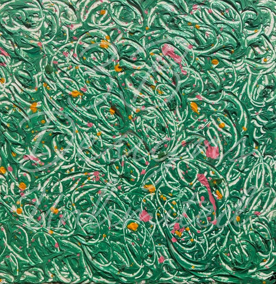 Pistachio Swirl Greeting Card – Textured Abstract Green Fine Art Print Card by Barbara Bowling | 3B Designs Unlimited