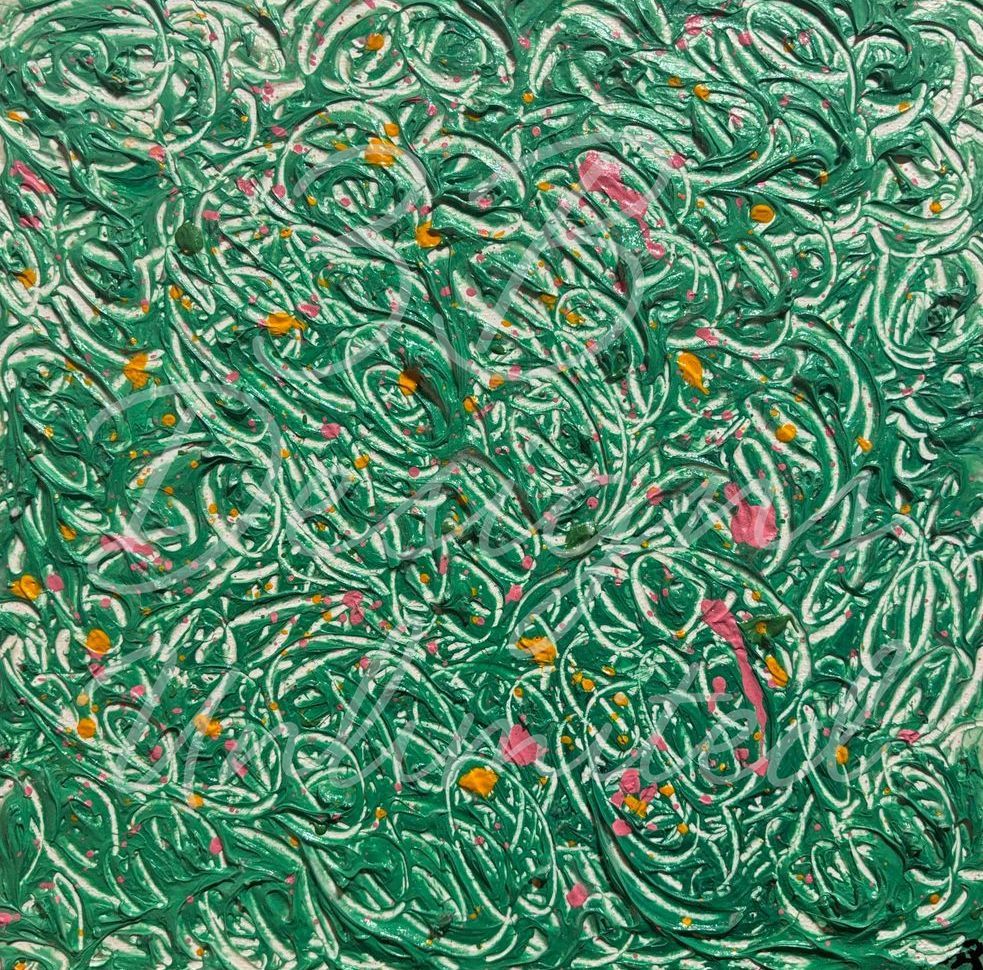Pistachio Swirl Greeting Card – Textured Abstract Green Fine Art Print Card by Barbara Bowling | 3B Designs Unlimited