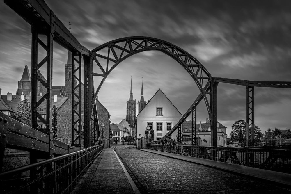 Tumski Bridge, Wrocław Fine Art Print | Black & White Architecture Photography
