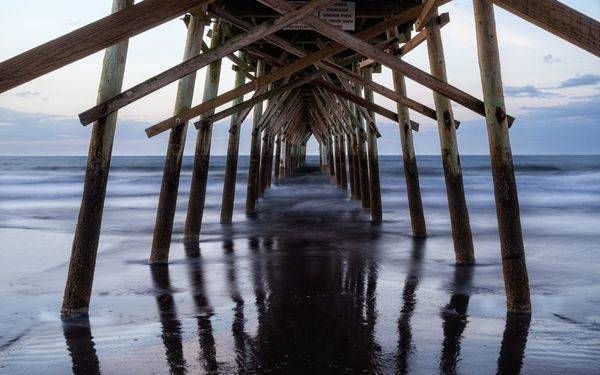 Sunset Beach Pier Underneath Photography | Long Exposure Coastal Wall Art | 910Photography