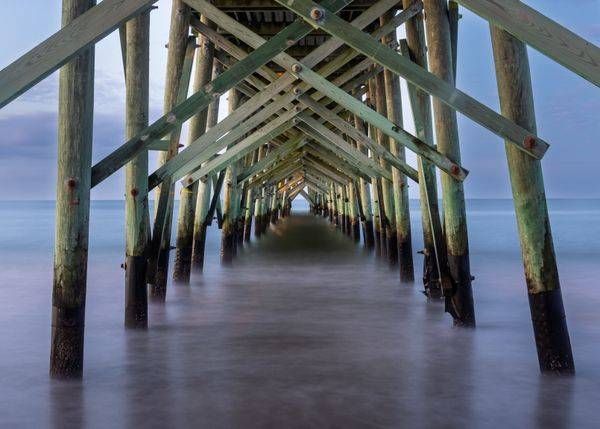 Symmetrical Oak Island Pier Long Exposure Photography | Brunswick County NC Fine Art
