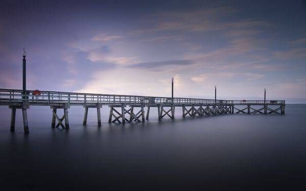Southport Pier Twilight Photography | Cape Fear River Coastal Wall Art | Southport NC