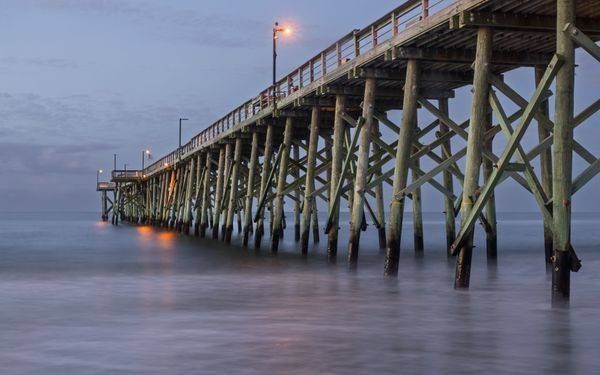 Oak Island Pier at Twilight | Blue Hour Coastal Photography | Brunswick County NC Wall Art
