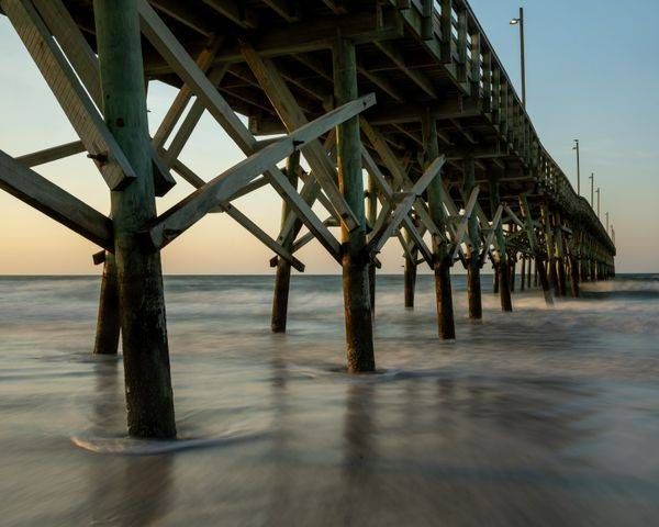 Ocean Crest Pier Underneath at Sunrise | Oak Island NC Fine Art Photography | 910Photography