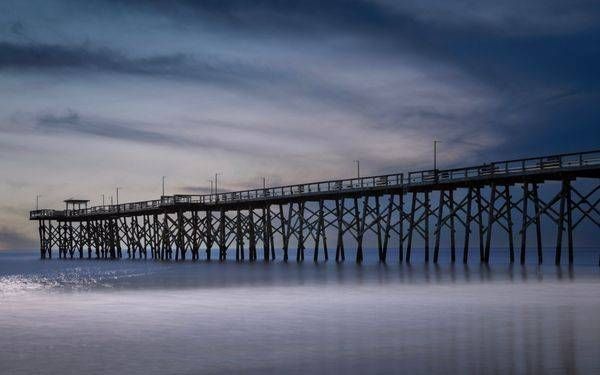 Holden Beach Pier Blue Hour Long Exposure Print | Coastal Wall Art | Brunswick County NC